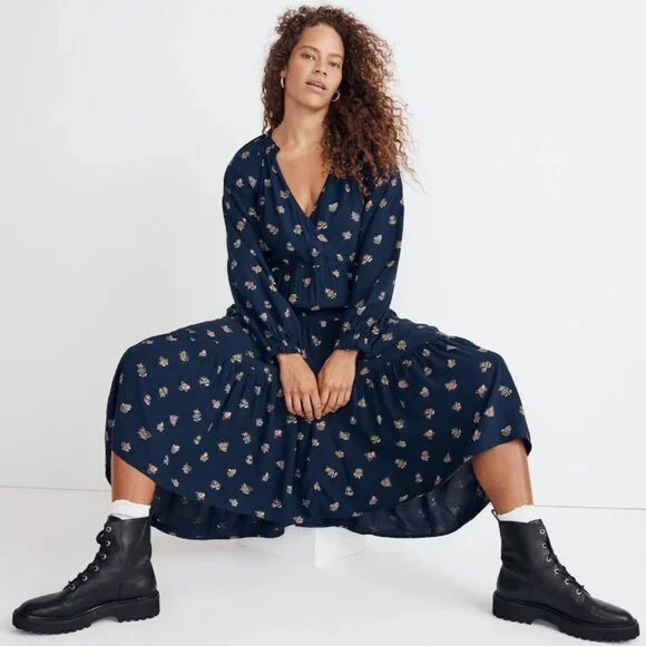 Madewell Challis Midi Dress - Indigo - PXXL - Picture 3 of 6